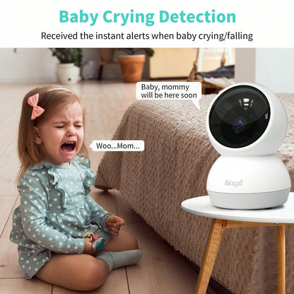 Alaga 2K Baby Monitor Camera- Radiation Free Design, Secure Local Storage, Motion Detection, Two-Way Audio, Night Vision, 360 ° Panoramic Coverage