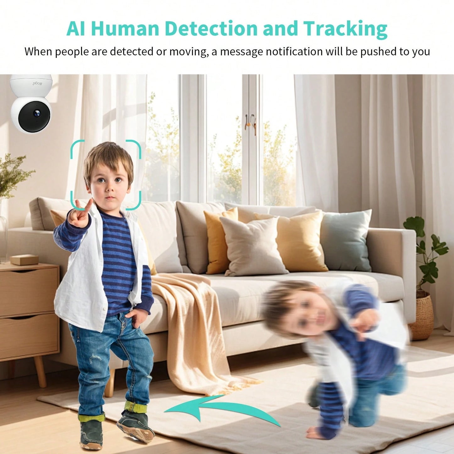 Alaga 2K Baby Monitor Camera- Radiation Free Design, Secure Local Storage, Motion Detection, Two-Way Audio, Night Vision, 360 ° Panoramic Coverage