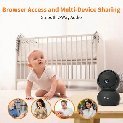 Alaga 2K Baby Monitor Camera- Radiation Free Design, Secure Local Storage, Motion Detection, Two-Way Audio, Night Vision, 360 ° Panoramic Coverage