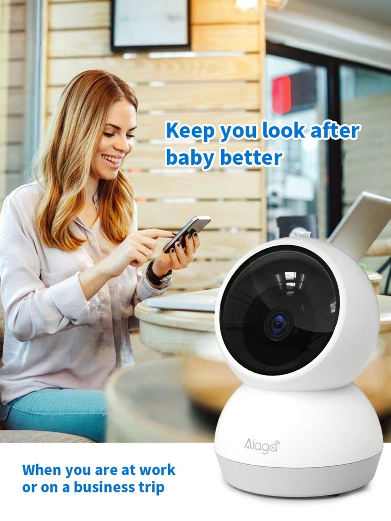 Alaga 2K Baby Monitor With Camera And Audio- Security Camera Indoor, AI Motion Detection, 2.4G/5G WiFi, Night Vision, 2-Way Talk,Cloud/SD Storage