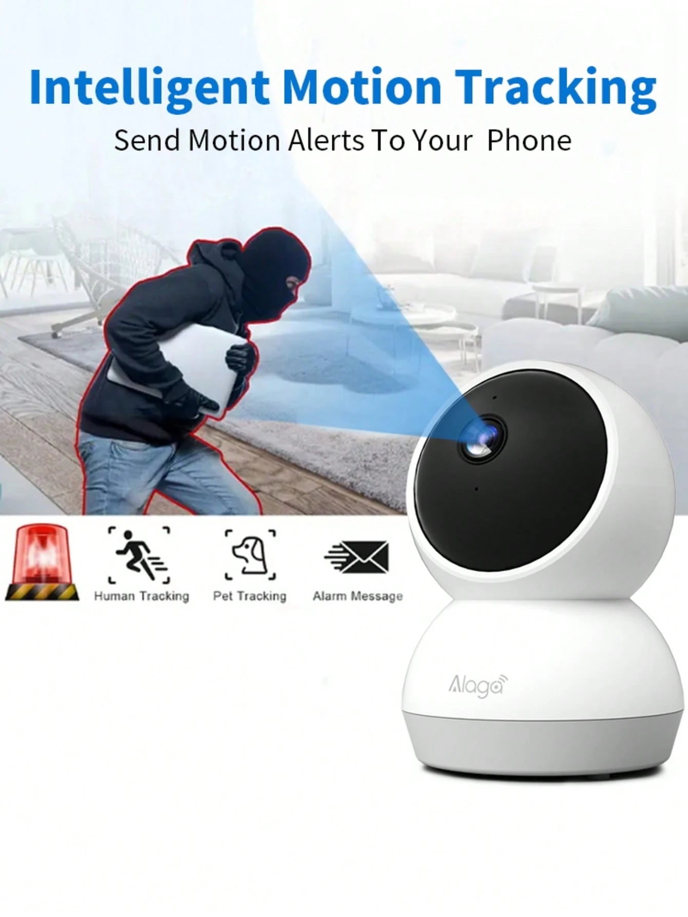 Alaga 2K Baby Monitor With Camera And Audio- Security Camera Indoor, AI Motion Detection, 2.4G/5G WiFi, Night Vision, 2-Way Talk,Cloud/SD Storage