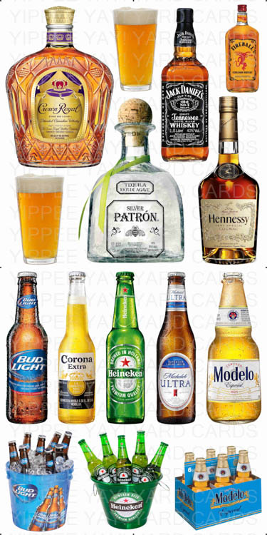 Alcohol and Beer Bottles Combo Sheet