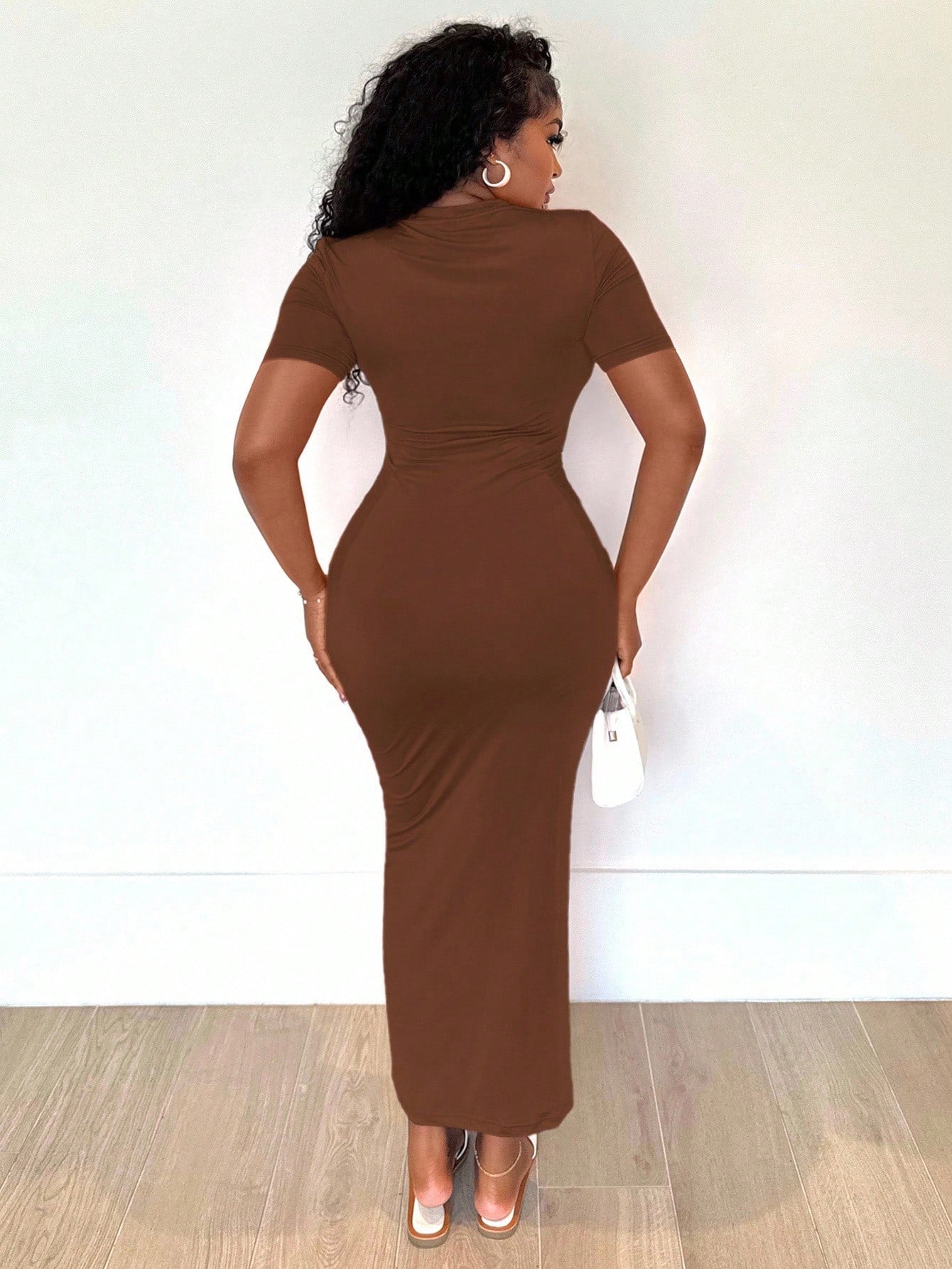 Alexandranx Summer;Women's Solid V-Neck Bodycon Short Sleeve Dresshoco Dresses