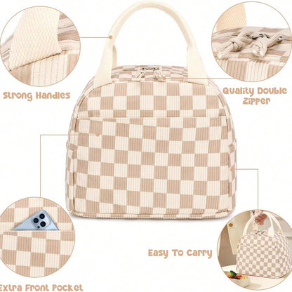 Alikpop Lunch Bag For Women Men Cute Corduroy Lunch Tote Bags Reusable Insulated Lunch Box Large Capacity Reusable Insulated Cooler For Work Picnic Or Travel