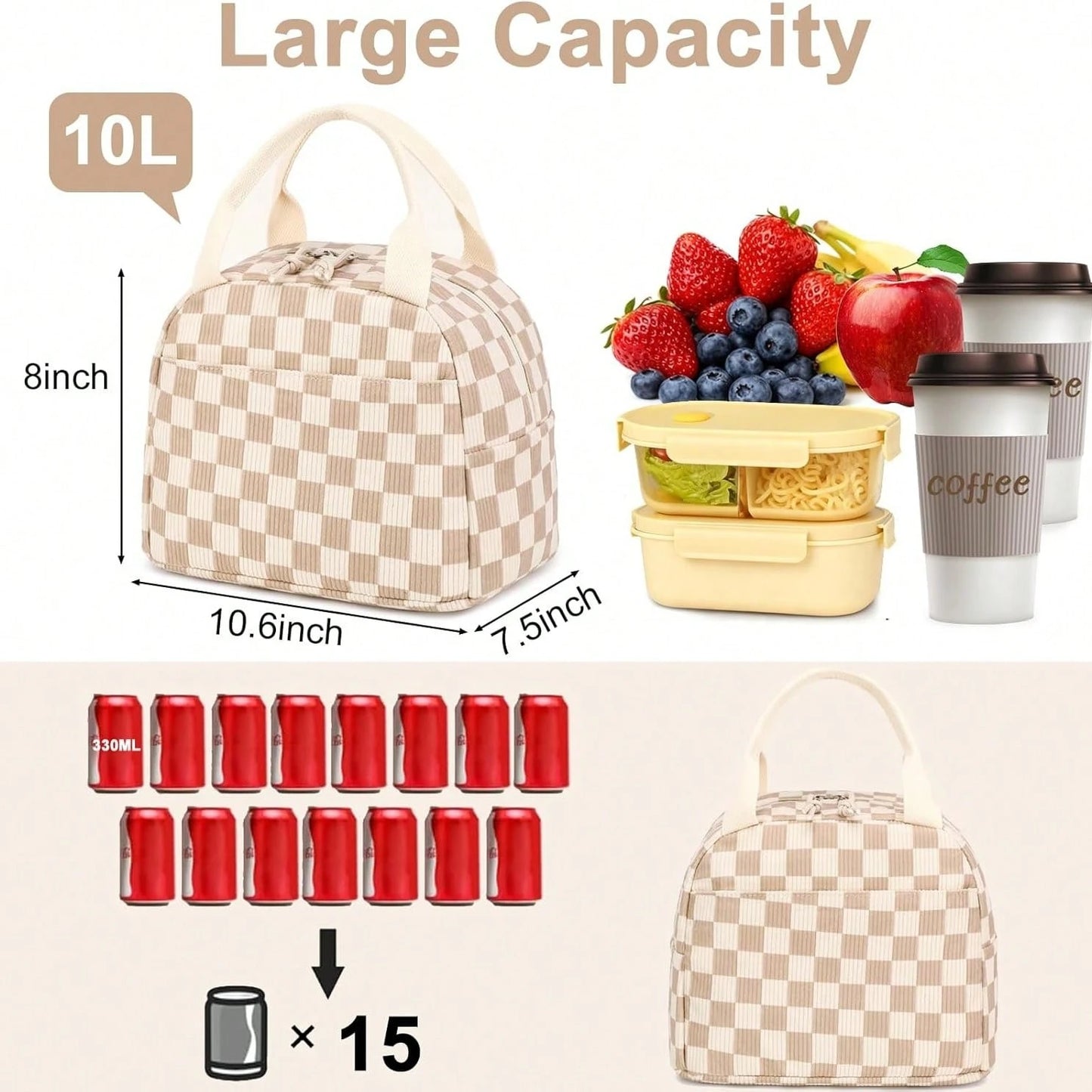 Alikpop Lunch Bag For Women Men Cute Corduroy Lunch Tote Bags Reusable Insulated Lunch Box Large Capacity Reusable Insulated Cooler For Work Picnic Or Travel