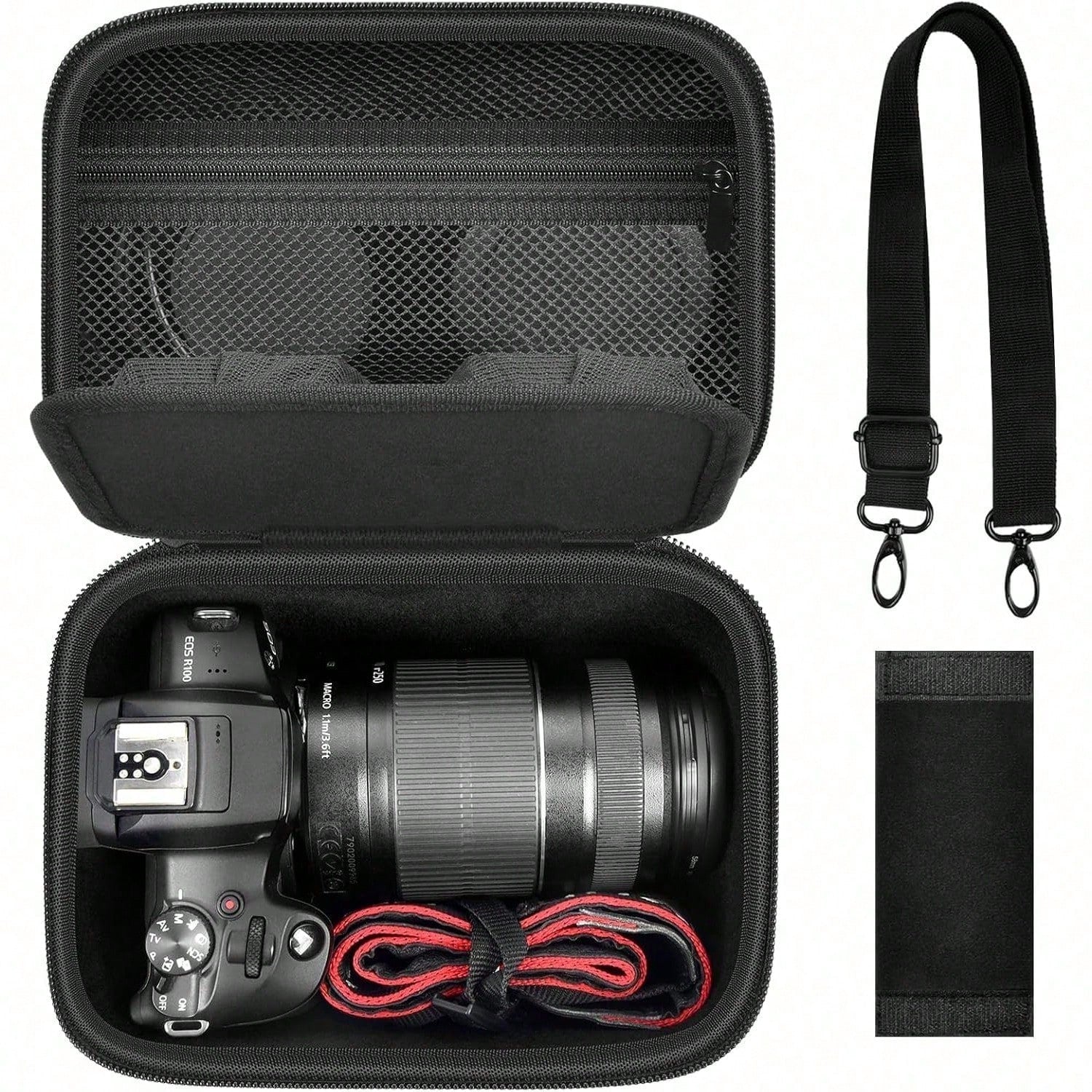 ALKOO Camera Crossbody Bag Compatible With EOS R100 R50 Mirrorless Camera Lens Kit EVA Travel Storage Case For SD Cards Battery Cable Adapter Bag Only