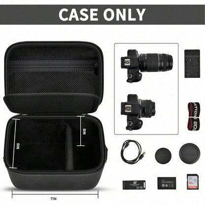 ALKOO Camera Crossbody Bag Compatible With EOS R100 R50 Mirrorless Camera Lens Kit EVA Travel Storage Case For SD Cards Battery Cable Adapter Bag Only