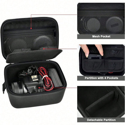 ALKOO Camera Crossbody Bag Compatible With EOS R100 R50 Mirrorless Camera Lens Kit EVA Travel Storage Case For SD Cards Battery Cable Adapter Bag Only