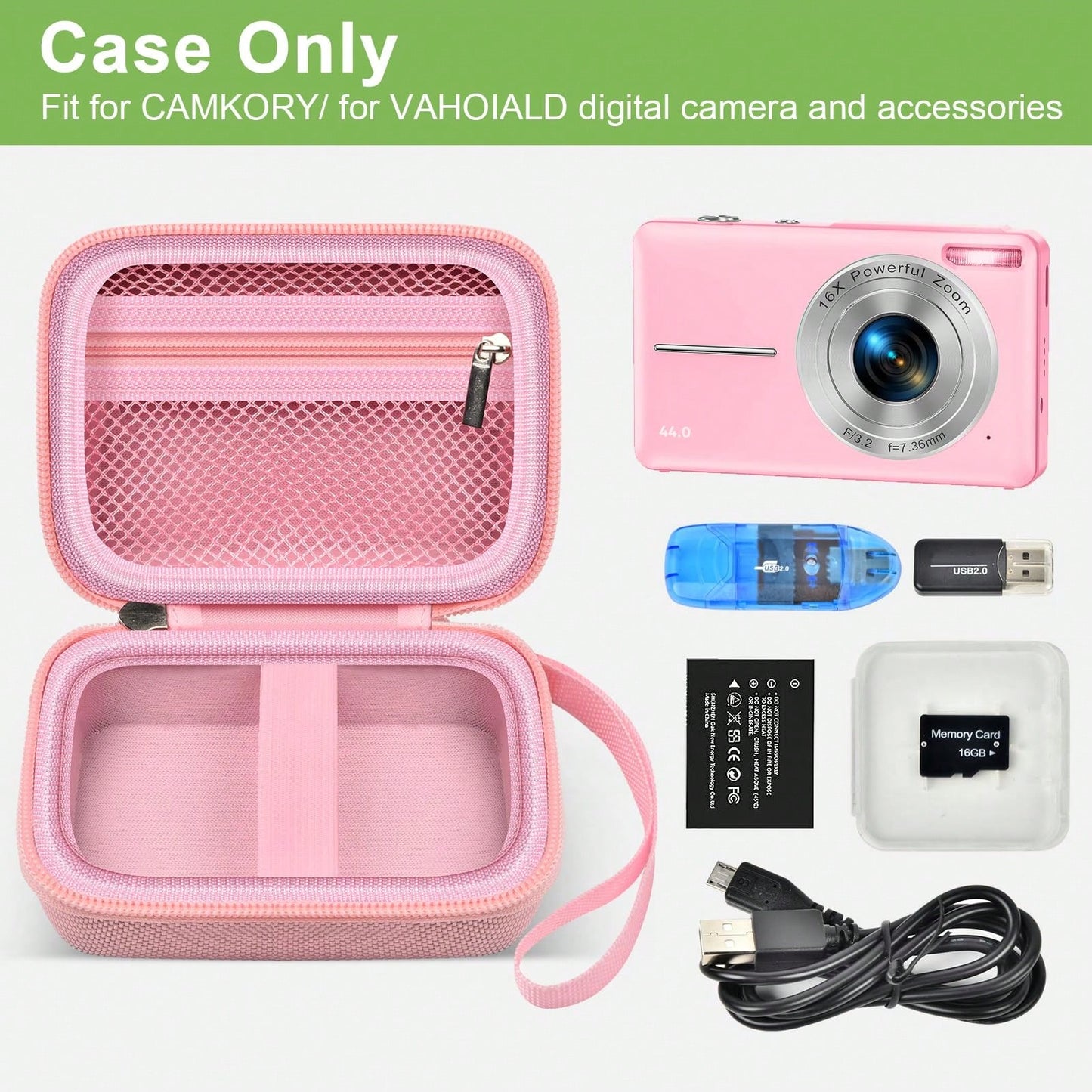 ALKOO Digital Camera Case Compatible With Compact Point Shoot Cameras Portable EVA Storage Bag With Mesh Pocket Handle For Travel Daily Carry Case Only