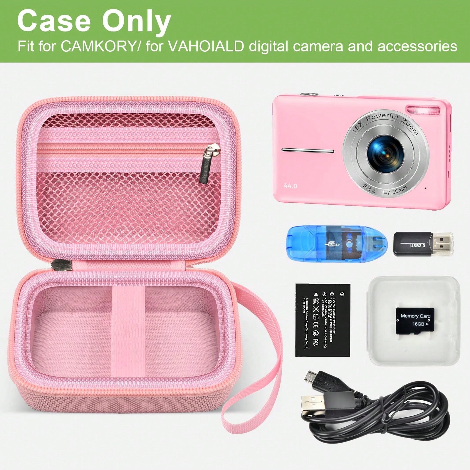 ALKOO Digital Camera Case Compatible With Compact Point Shoot Cameras Portable EVA Storage Bag With Mesh Pocket Handle For Travel Daily Carry Case Only