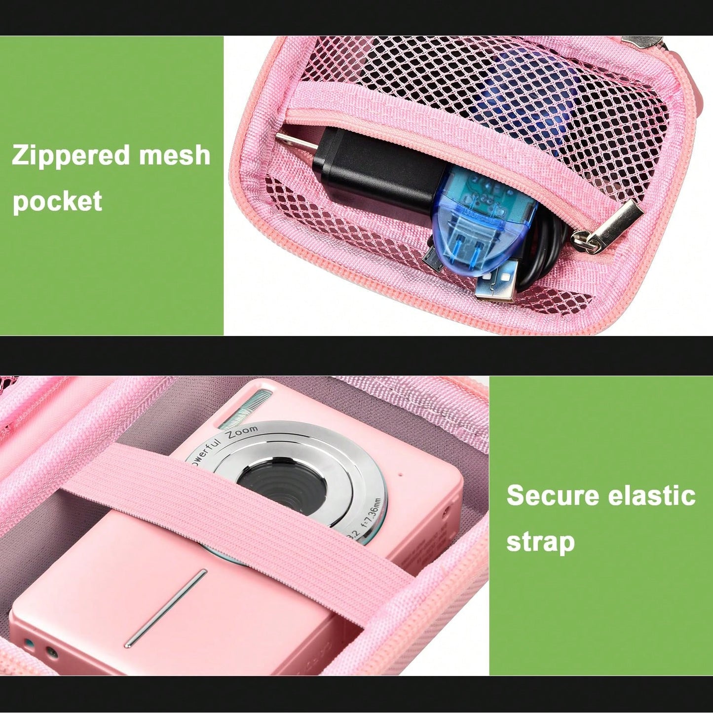 ALKOO Digital Camera Case Compatible With Compact Point Shoot Cameras Portable EVA Storage Bag With Mesh Pocket Handle For Travel Daily Carry Case Only