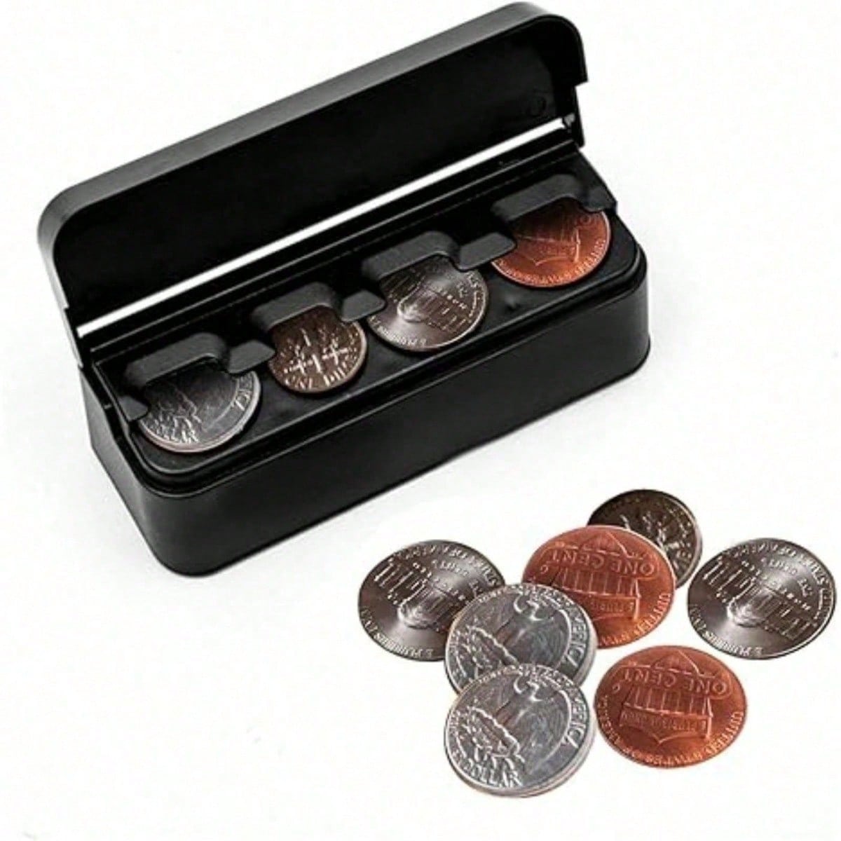 All-In-One Coin Organizer Box- Foldable, Secure Storage For Various Coins, Ideal Car Console Accessory And Father's Day Gift