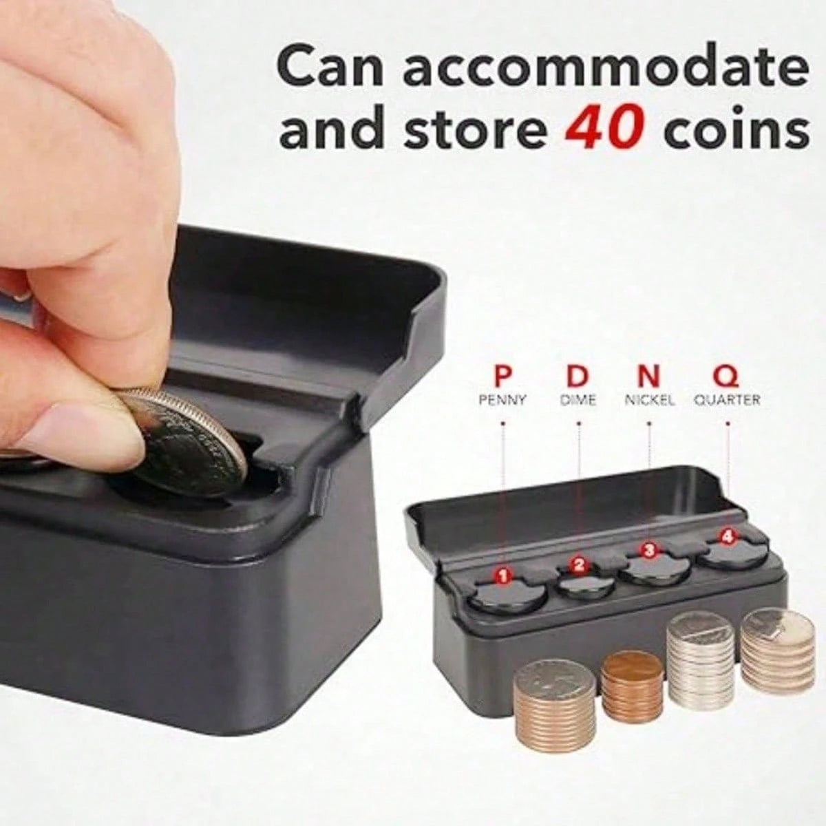All-In-One Coin Organizer Box- Foldable, Secure Storage For Various Coins, Ideal Car Console Accessory And Father's Day Gift