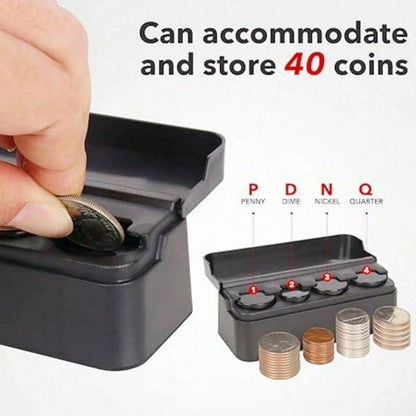 All-In-One Coin Organizer Box- Foldable, Secure Storage For Various Coins, Ideal Car Console Accessory And Father's Day Gift
