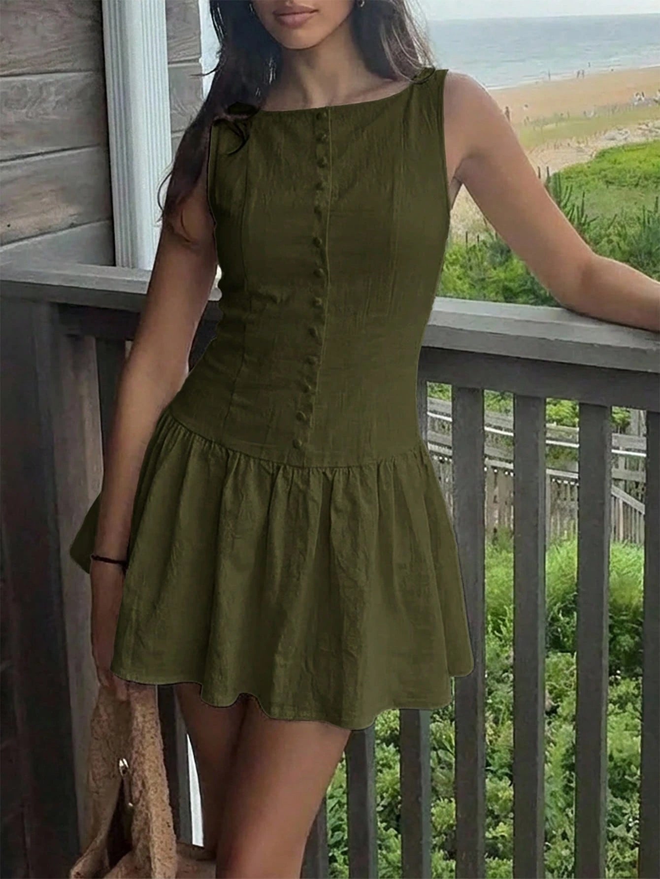 Aloruh Pale Yellow Sleeveless Mini Dress, Elegant Business Casual Short Dress,Parisian Chic,Beige,Summer,Holiday,Vacation,Holiday,Beach Office Wear