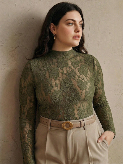 Anewsta Autumn/Winter Vintage Floral Lace Top