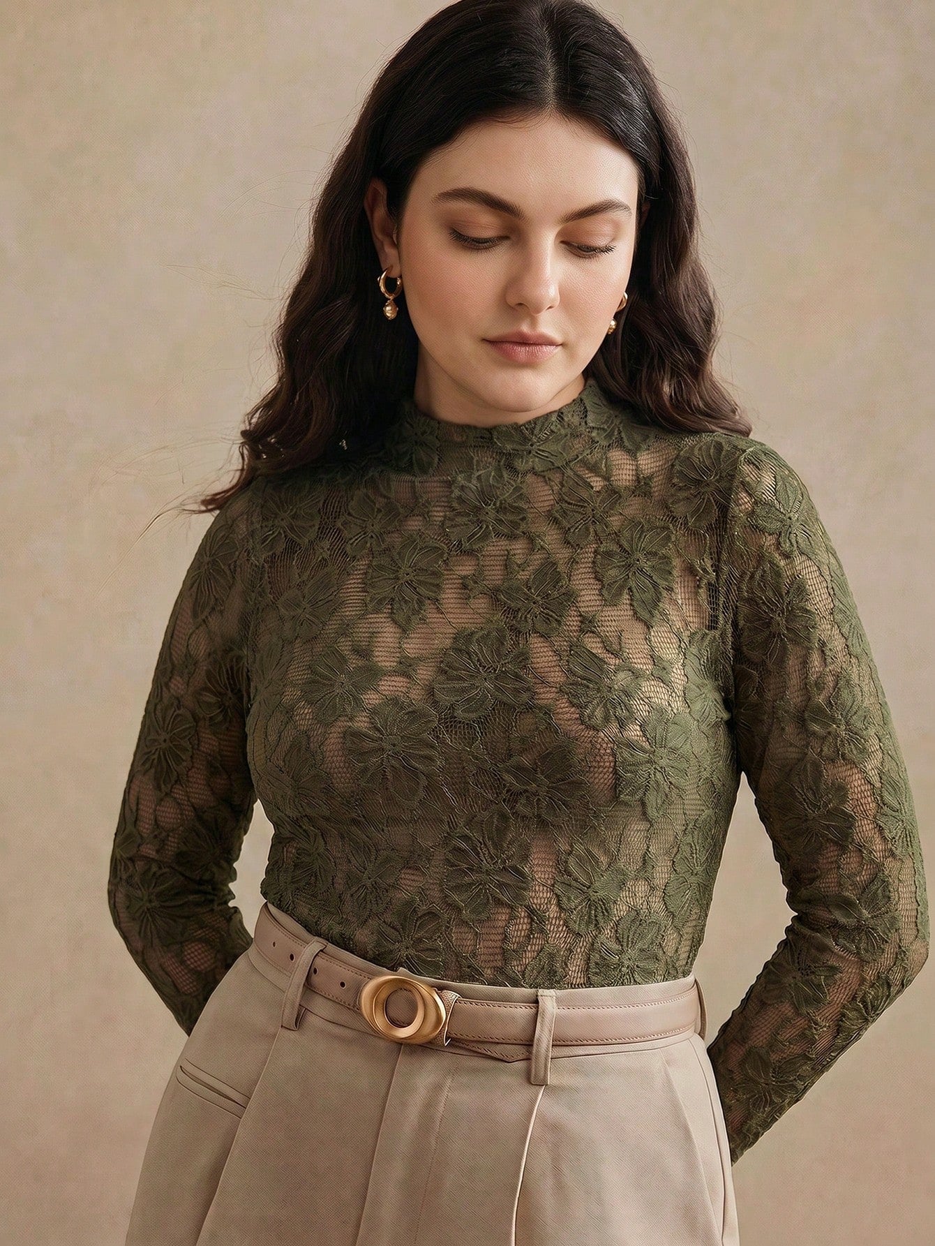Anewsta Autumn/Winter Vintage Floral Lace Top