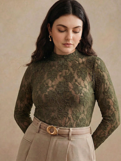 Anewsta Autumn/Winter Vintage Floral Lace Top