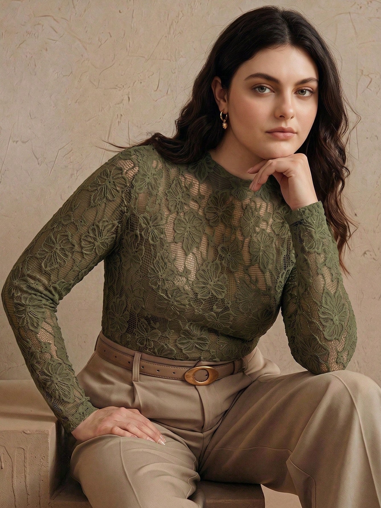 Anewsta Autumn/Winter Vintage Floral Lace Top