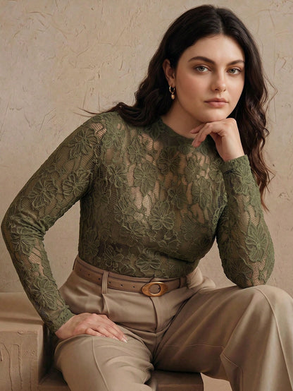 Anewsta Autumn/Winter Vintage Floral Lace Top