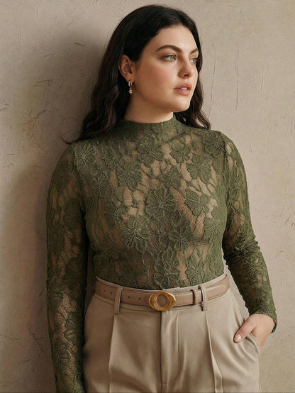 Anewsta Autumn/Winter Vintage Floral Lace Top