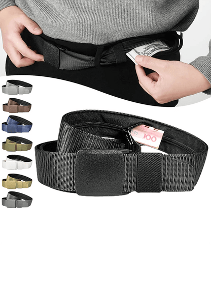 Anti-Theft Travel Cash Belt Bag,Outdoor Money Hiding Security Belt With Zipper,Men Waist Strap With Secret Pocket Travel Fanny Pack Sport Waist Bag