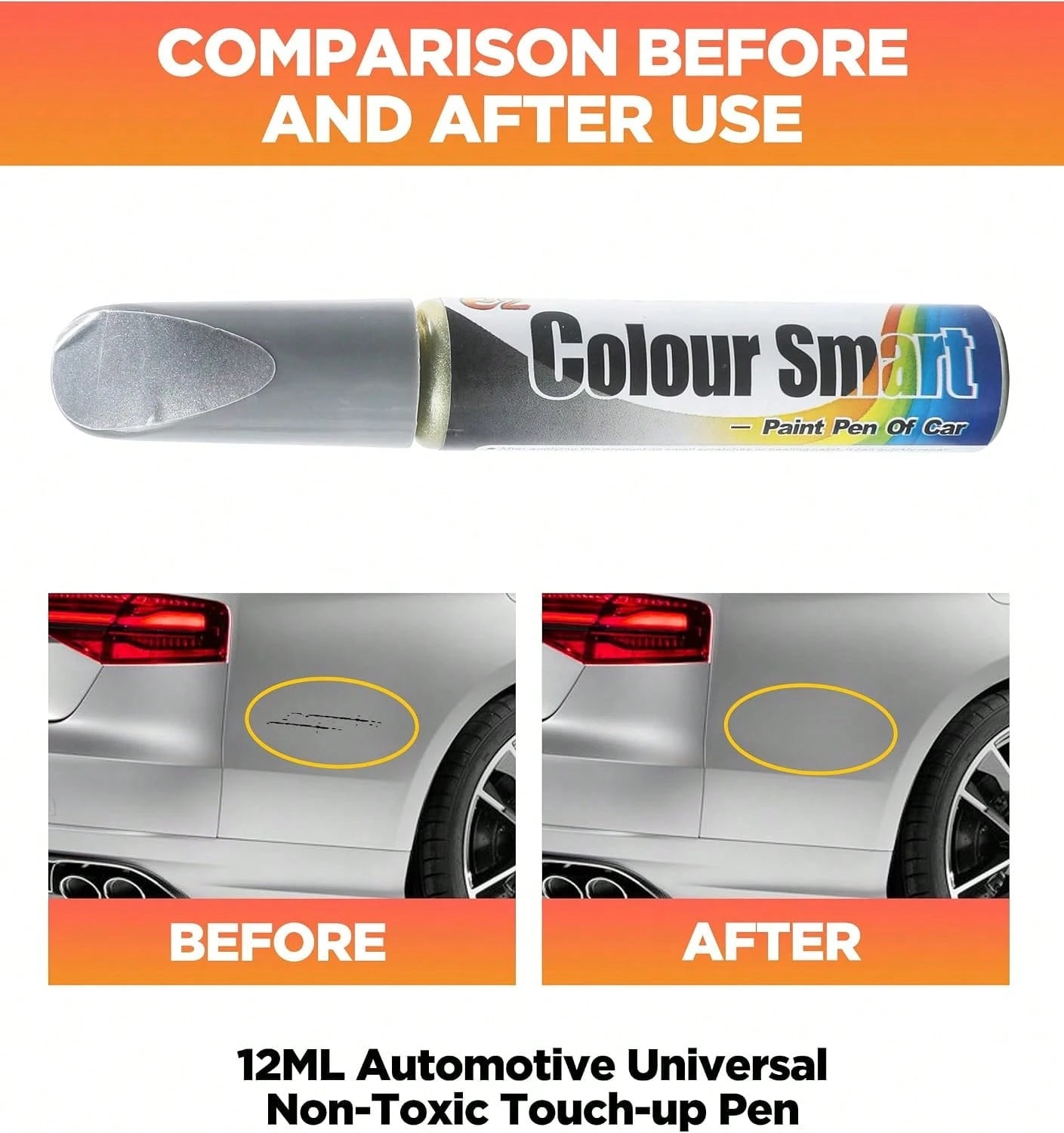 AOCISKA Car Scratch Remover,Car Paint Scratch Repair,Car Scratch Remover Pen,Car Accessories Car Pro Mending Car Remover Scratch Repair Paint Pen,Touch Up Paint For Cars Paint Scratch Repair (Silver)