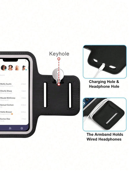 Arm Phone Holder Bag For Running & Fitness, Suitable For IPhone 15/14/13/12/11 Pro Max/XS/XR/X/8/7/6 Plus/SE/Mini, Galaxy Ultra Edge/S24/S23/S22/S21/S20/Note 20/10, With Storage Pouch & Armband, Ideal