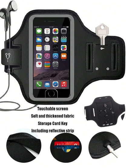 Arm Phone Holder Bag For Running & Fitness, Suitable For IPhone 15/14/13/12/11 Pro Max/XS/XR/X/8/7/6 Plus/SE/Mini, Galaxy Ultra Edge/S24/S23/S22/S21/S20/Note 20/10, With Storage Pouch & Armband, Ideal
