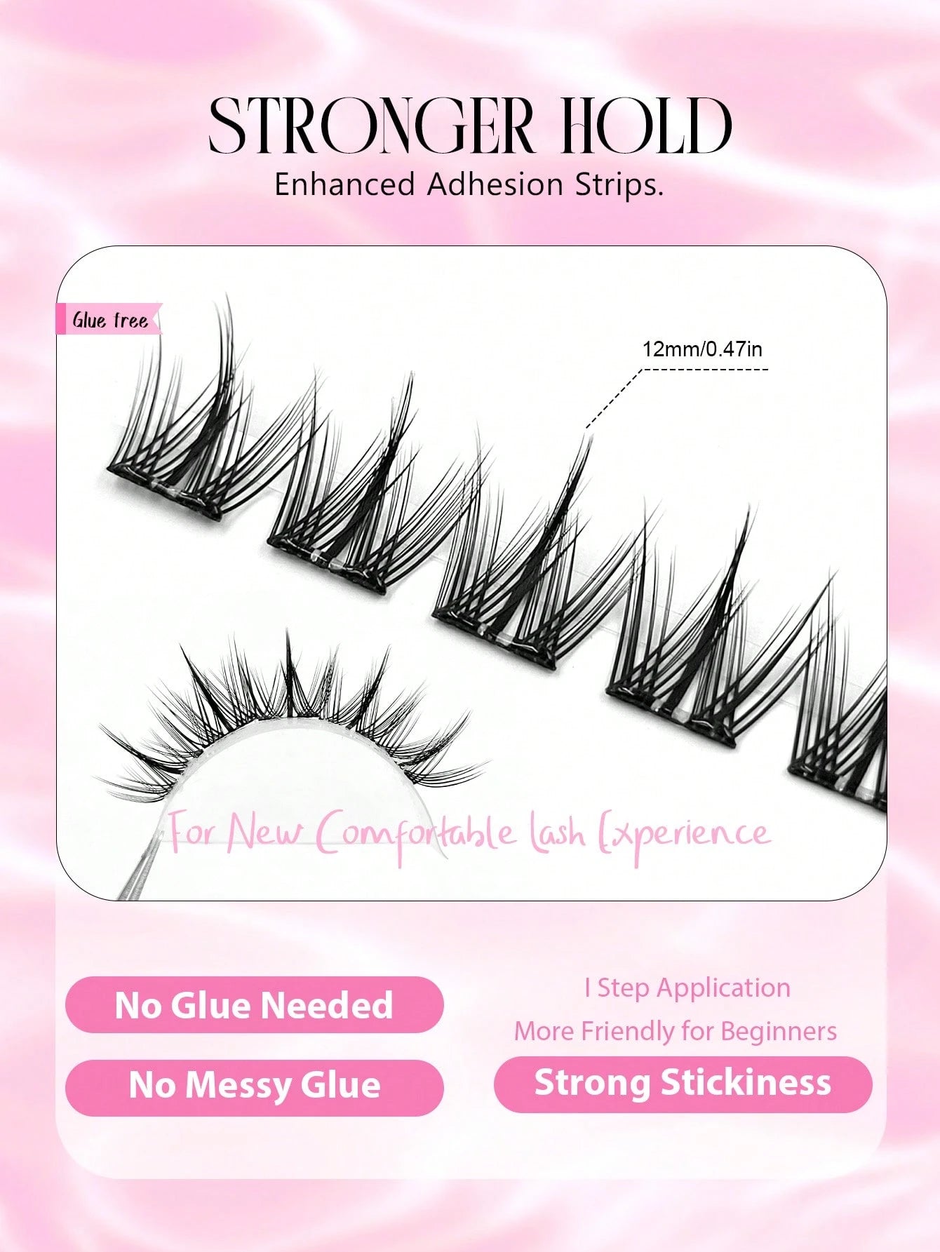 Asiteo 100pcs C Curl Pre-Glued Self-Adhesive Angel Cluster False Eyelashes, Cartoon Style Individual Glue-Free Eyelashes, DIY Eyelash Extension Cluster Eyelashes, Natural Slim Cartoon Eyelashes, Makeu