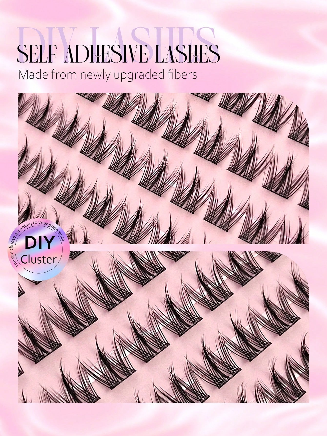 Asiteo 100pcs C Curl Pre-Glued Self-Adhesive Angel Cluster False Eyelashes, Cartoon Style Individual Glue-Free Eyelashes, DIY Eyelash Extension Cluster Eyelashes, Natural Slim Cartoon Eyelashes, Makeu