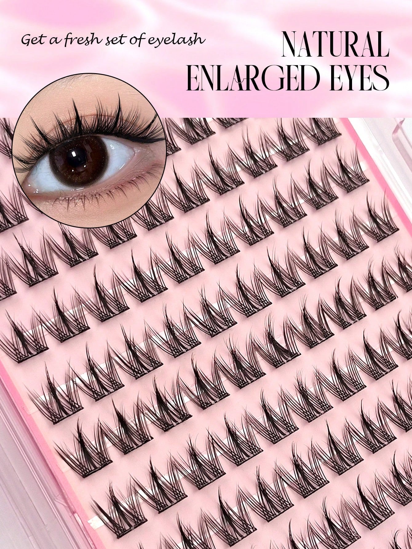 Asiteo 100pcs C Curl Pre-Glued Self-Adhesive Angel Cluster False Eyelashes, Cartoon Style Individual Glue-Free Eyelashes, DIY Eyelash Extension Cluster Eyelashes, Natural Slim Cartoon Eyelashes, Makeu