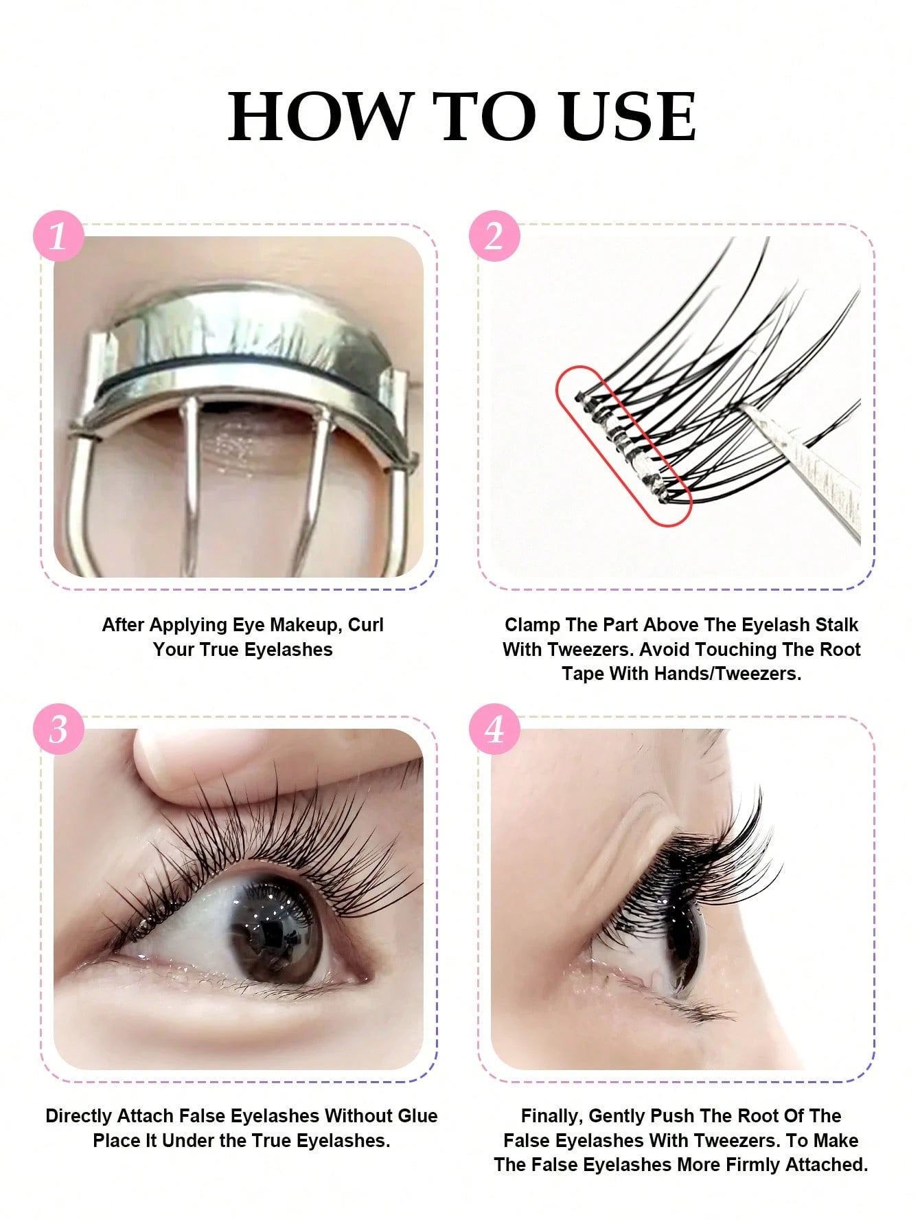 Asiteo 100pcs C Curl Pre-Glued Self-Adhesive Angel Cluster False Eyelashes, Cartoon Style Individual Glue-Free Eyelashes, DIY Eyelash Extension Cluster Eyelashes, Natural Slim Cartoon Eyelashes, Makeu