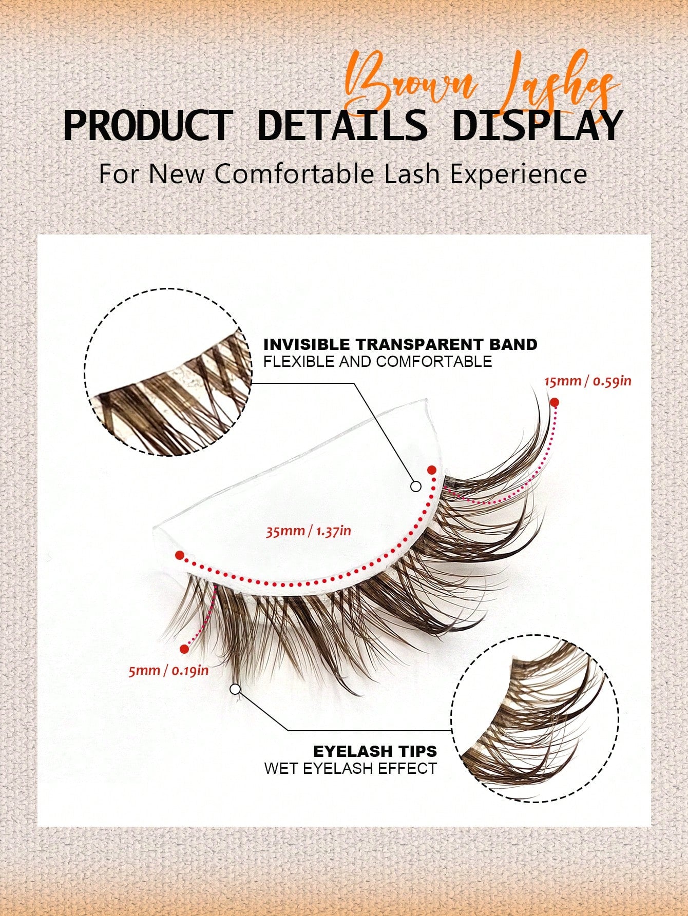 Asiteo 7 Pairs Wet Brown Fox Eye False Eyelashes, With Transparent Lash Band, Wet Makeup Effect, Suitable For Daily Use, Wet Faux Mink Lashes, Messy Wet Eyelash Extension, Suitable For Cosplay, Anime