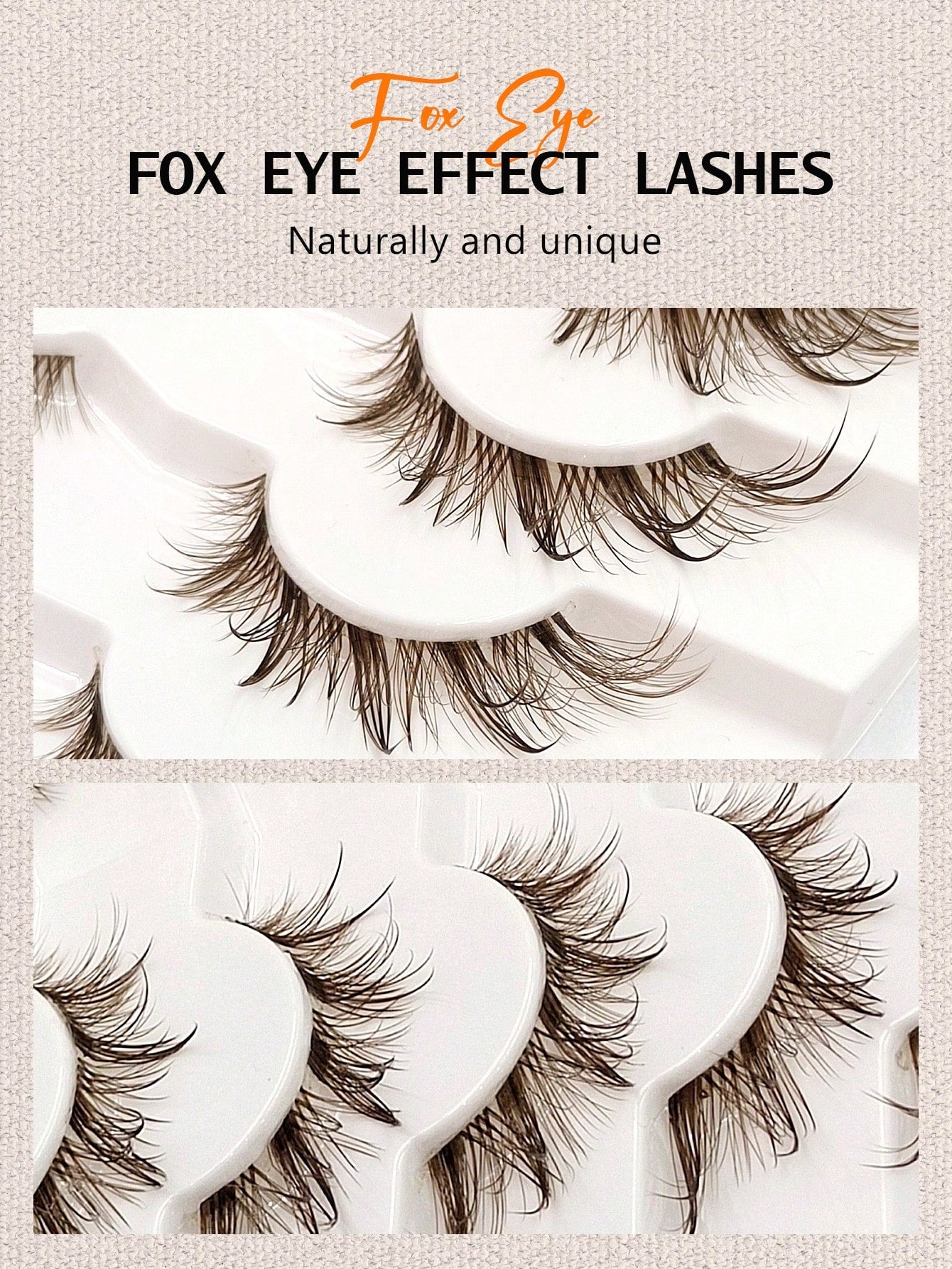 Asiteo 7 Pairs Wet Brown Fox Eye False Eyelashes, With Transparent Lash Band, Wet Makeup Effect, Suitable For Daily Use, Wet Faux Mink Lashes, Messy Wet Eyelash Extension, Suitable For Cosplay, Anime