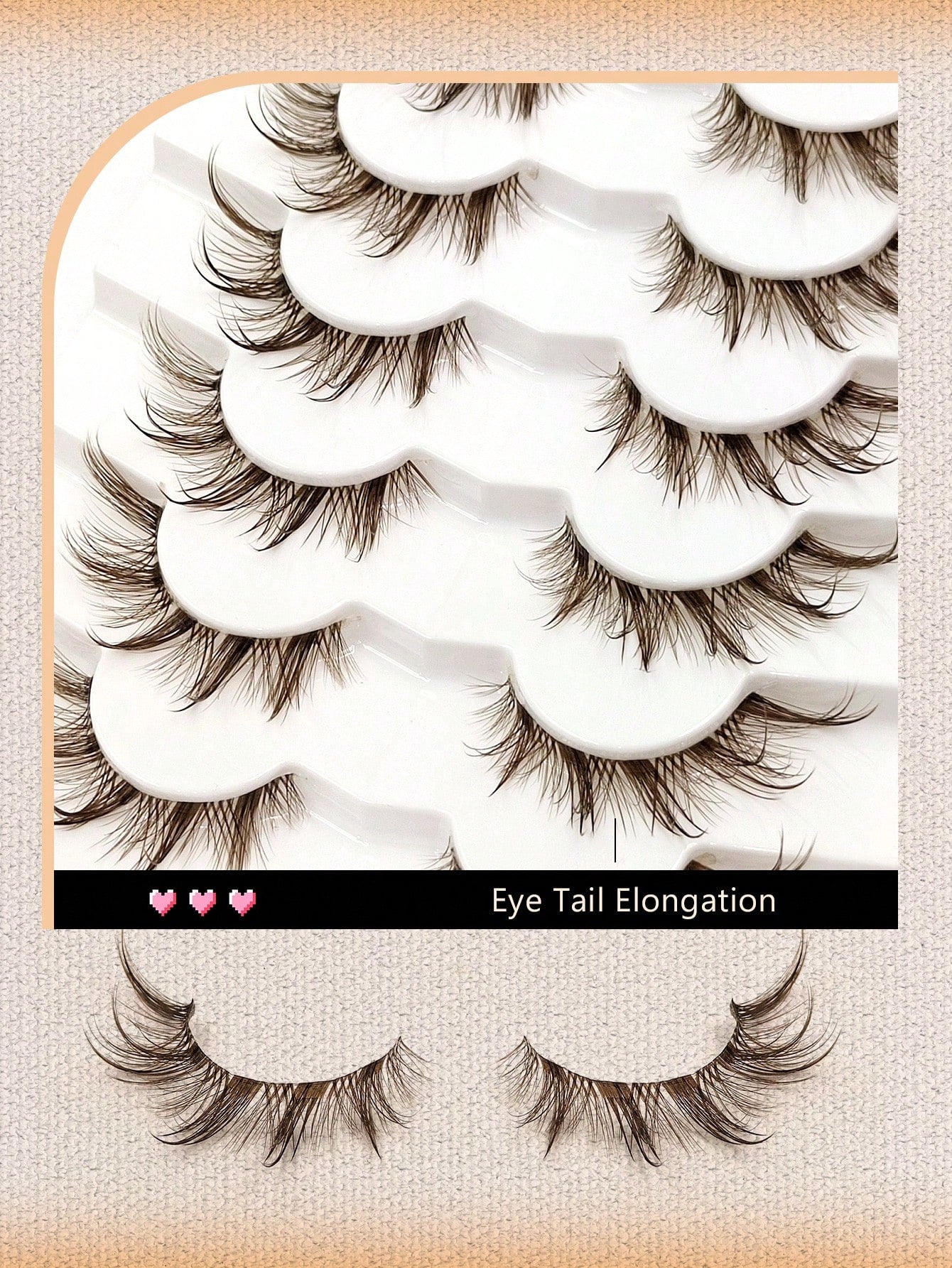 Asiteo 7 Pairs Wet Brown Fox Eye False Eyelashes, With Transparent Lash Band, Wet Makeup Effect, Suitable For Daily Use, Wet Faux Mink Lashes, Messy Wet Eyelash Extension, Suitable For Cosplay, Anime