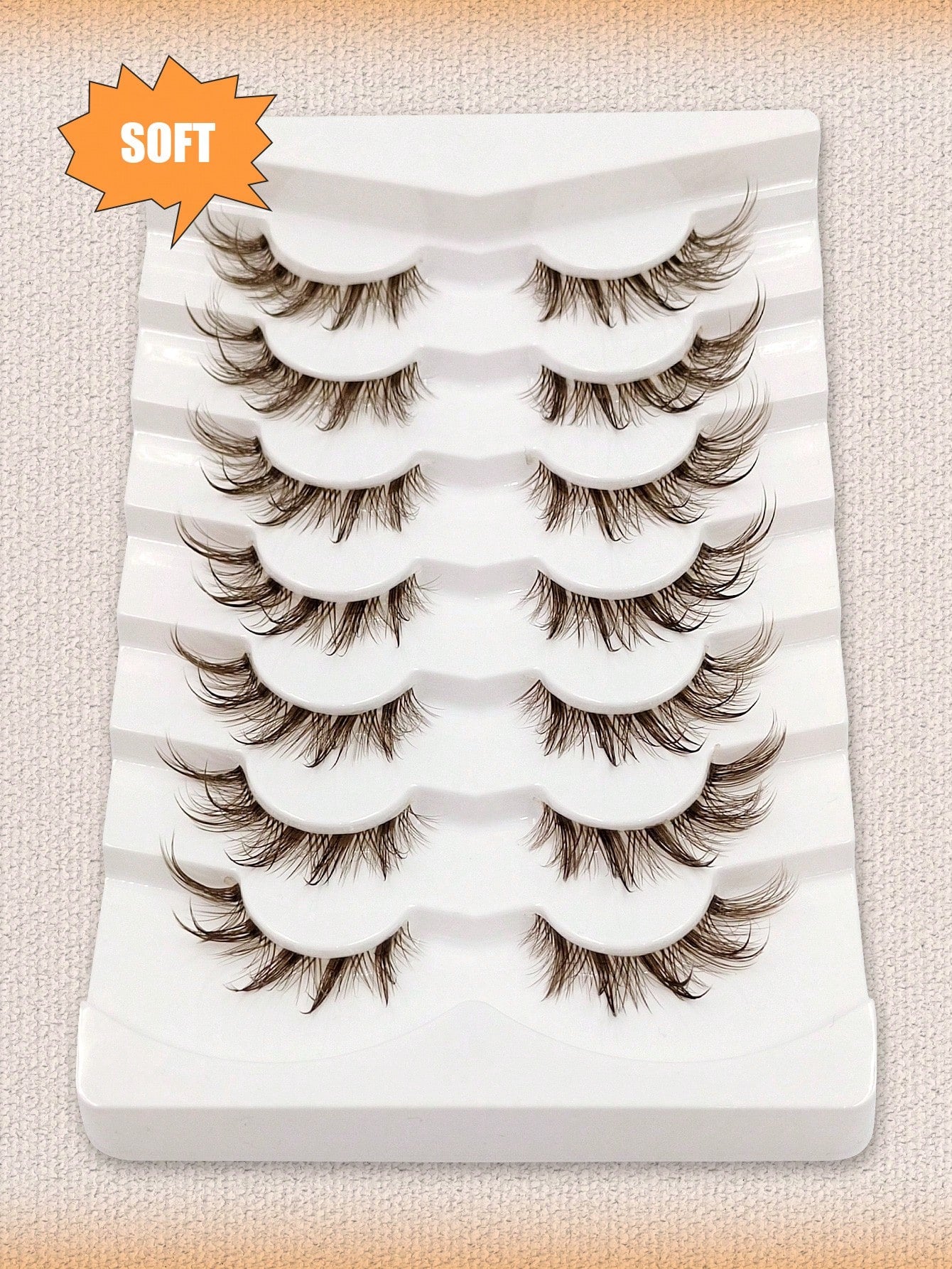 Asiteo 7 Pairs Wet Brown Fox Eye False Eyelashes, With Transparent Lash Band, Wet Makeup Effect, Suitable For Daily Use, Wet Faux Mink Lashes, Messy Wet Eyelash Extension, Suitable For Cosplay, Anime