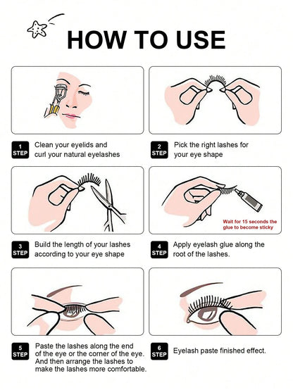 Asiteo 7 Pairs Wet Brown Fox Eye False Eyelashes, With Transparent Lash Band, Wet Makeup Effect, Suitable For Daily Use, Wet Faux Mink Lashes, Messy Wet Eyelash Extension, Suitable For Cosplay, Anime