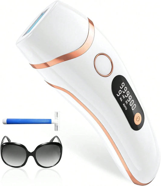 At-Home Laser Hair Removal Device, 3-In-1 IPL Hair Removal, 9 Energy Levels, 999,900 Flashes, Permanent Hair Removal; Suitable For Face, Body, And Bikini Line; Painless Full-Body Hair Removal; Unisex.