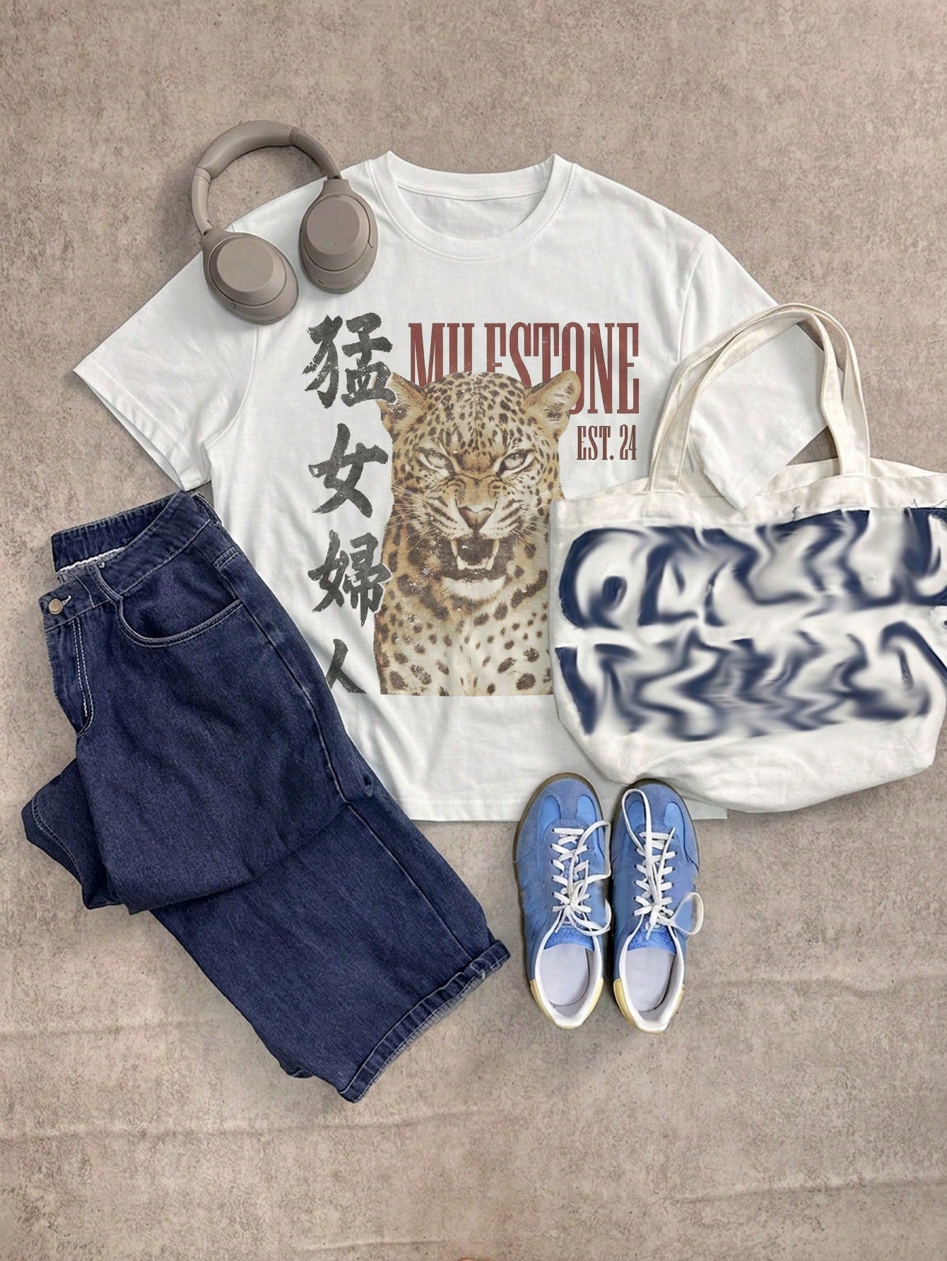 Attitoon 95% Cotton Women's Casual Vintage Loose T-Shirt, Tiger Print, Y2K Style, Vintage, Suitable For Daily Commute, Date, Party, Autumn/Winter/Spring/Summer, Christmas, New Year, Thanksgiving, Part