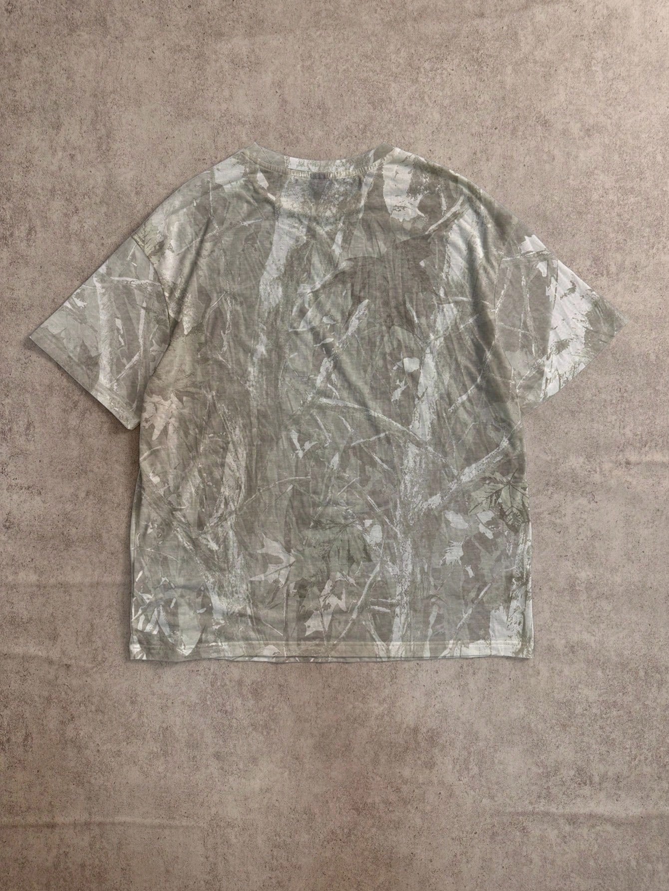 Attitoon Casual Minimalist Round Neck Loose Short Sleeve T-Shirt For Women, Camouflage Tree Branch Print, Suitable For Street Wear,Vintage