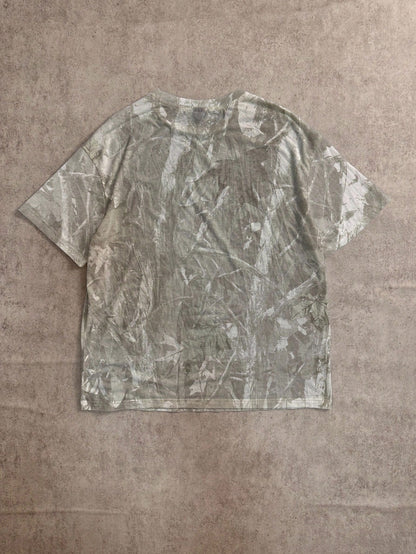 Attitoon Casual Minimalist Round Neck Loose Short Sleeve T-Shirt For Women, Camouflage Tree Branch Print, Suitable For Street Wear,Vintage