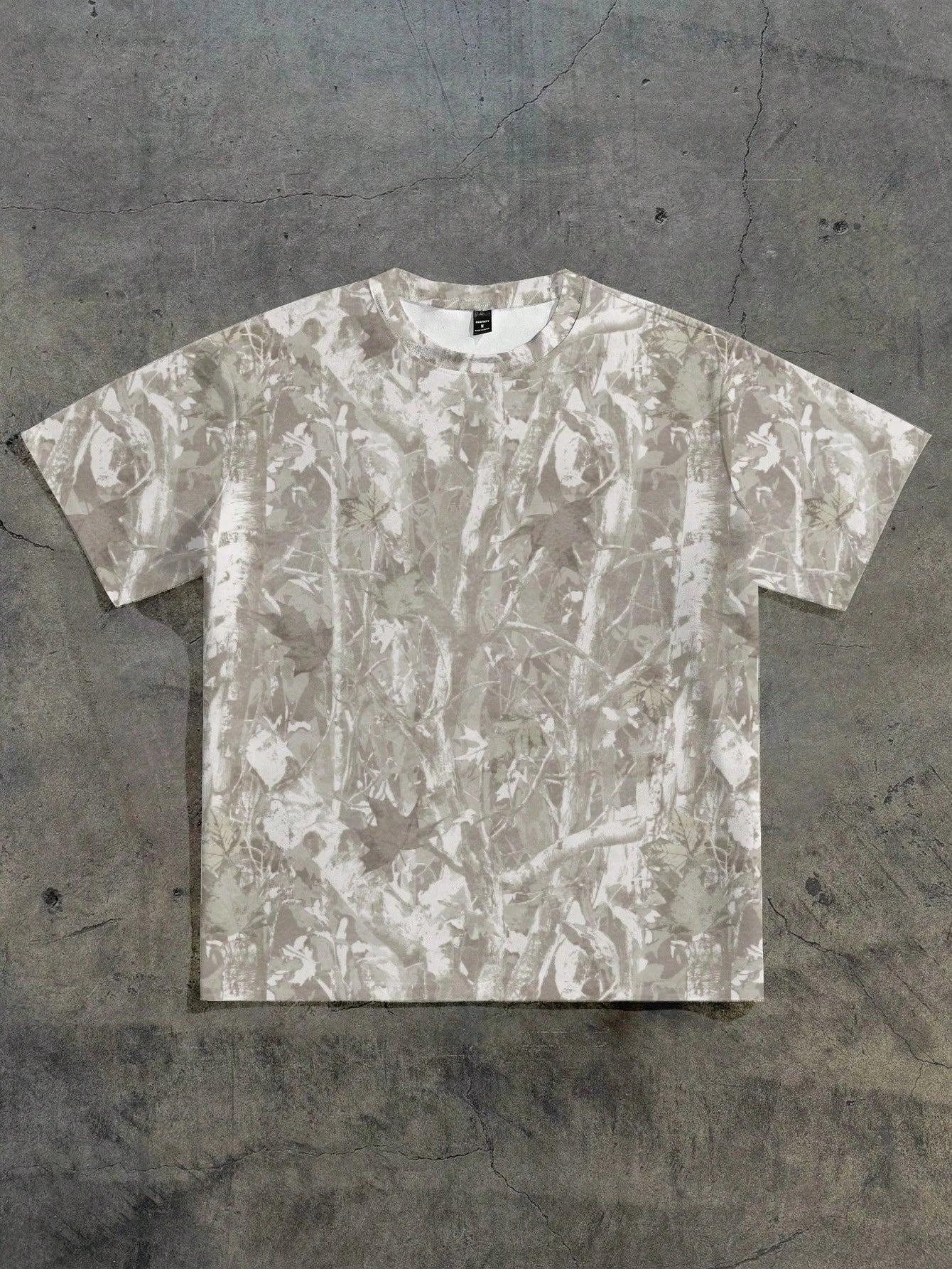 Attitoon Casual Minimalist Round Neck Loose Short Sleeve T-Shirt For Women, Camouflage Tree Branch Print, Suitable For Street Wear,Vintage
