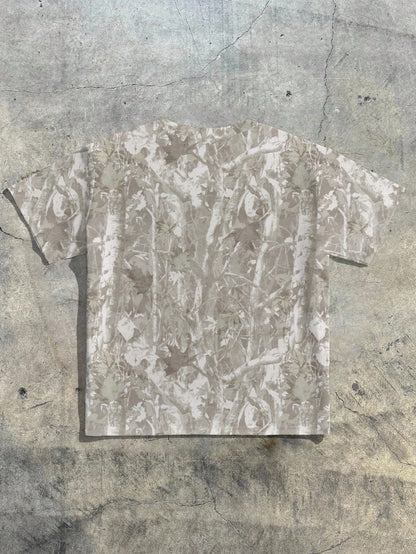 Attitoon Casual Minimalist Round Neck Loose Short Sleeve T-Shirt For Women, Camouflage Tree Branch Print, Suitable For Street Wear,Vintage