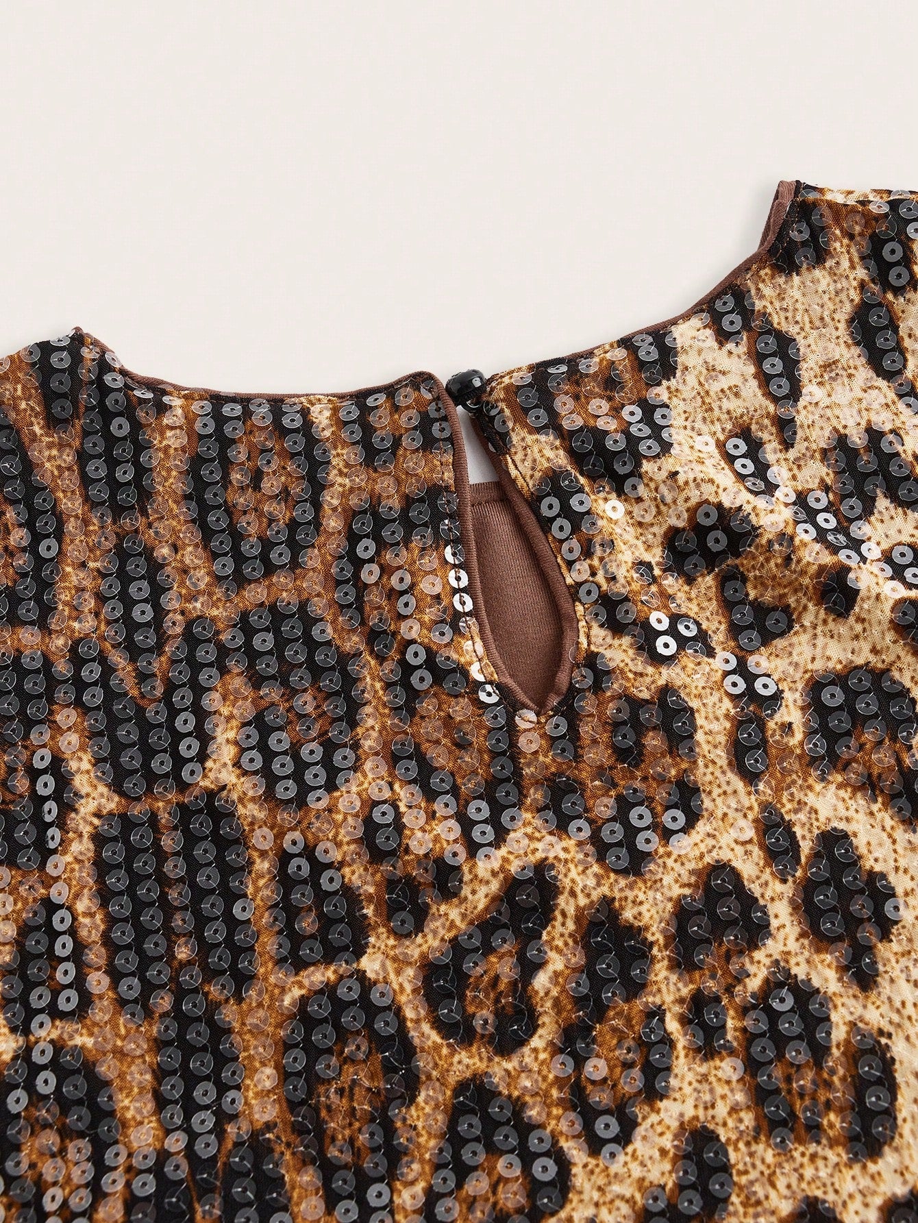 Auralis Women's Plus Size Brown Summer 70's Leopard Print Sequined Top,Sparkly Curve Night Out Rave Club Party Outfits,Y2k Sexy Christmas Masquerade Ball