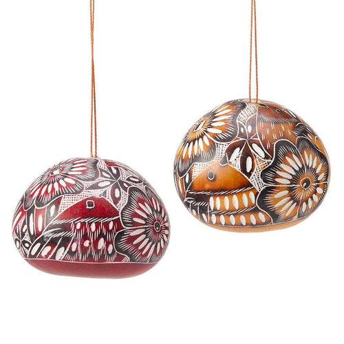 Avian Motif Gourd Christmas Ornaments - Set of 2