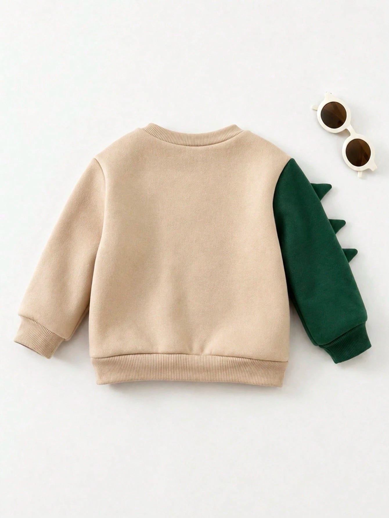 Baby Boy Cartoon 3D Dinosaur Pattern Knitted Soft Crew Neck Long Sleeve Pullover Autumn Sweatshirt Colorblock Dinosaur