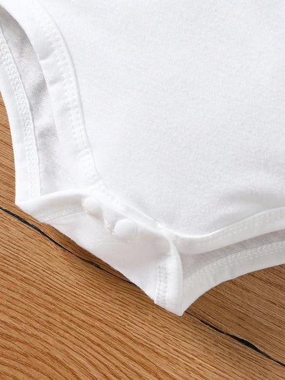 Baby Boy Casual Slogan Printed Comfortable Short Sleeve Bodysuit For Summer