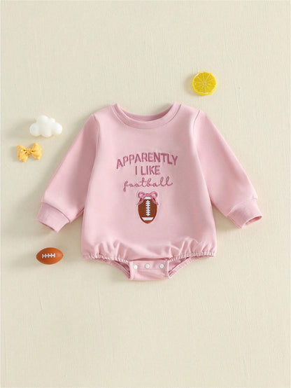 Baby Boy Girl Football Outfits GAME DAY Crewneck Sweatshirt Bubble Romper Oversized Long Sleeve Bodysuit