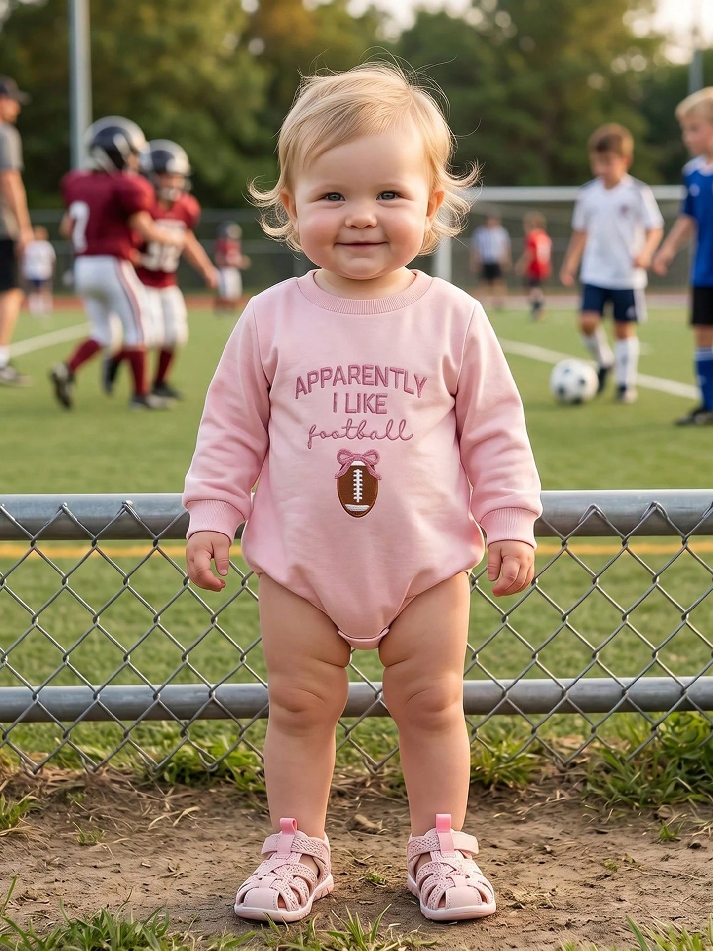 Baby Boy Girl Football Outfits GAME DAY Crewneck Sweatshirt Bubble Romper Oversized Long Sleeve Bodysuit